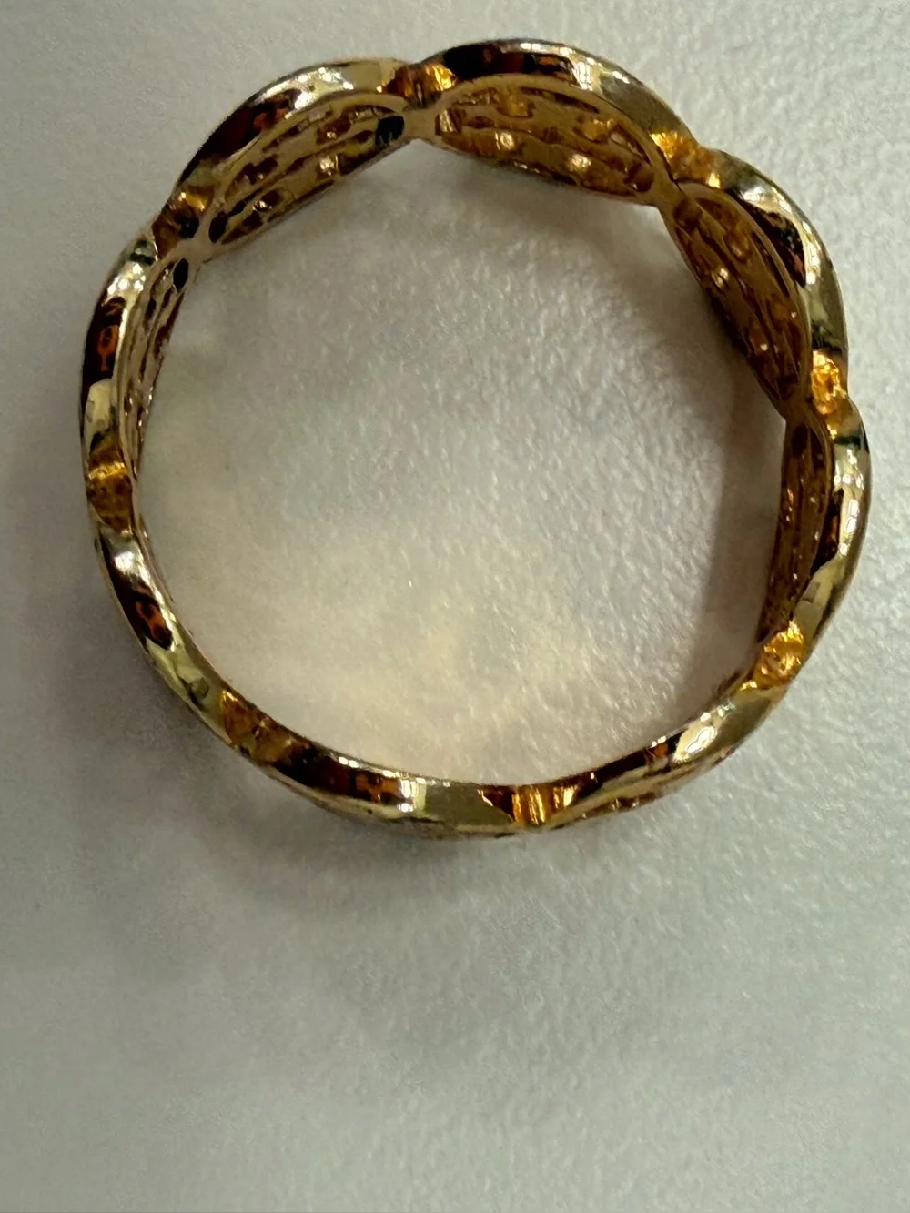 Tory Burch Gold Tone Logo Openwork Band Ring, Size 8
